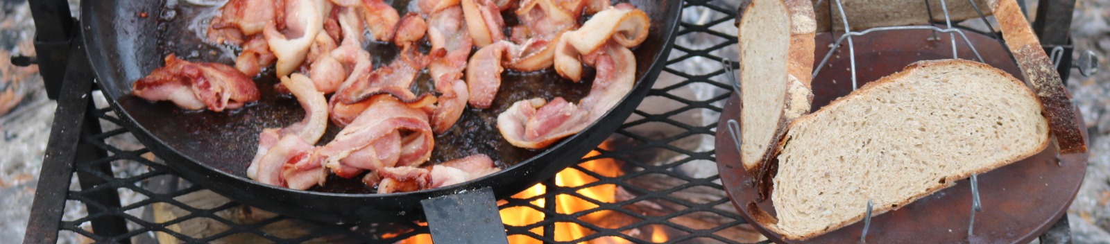 Bacon and Bread over the fire